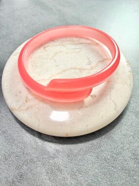 Vintage Retro Pink Moon Glow Bangle Bracelet Lucite Resin Split Opening Stacking
